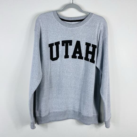 New York Popular Size Medium Utah Crewneck Sweatshirt Gray Cotton Blend - Picture 1 of 5